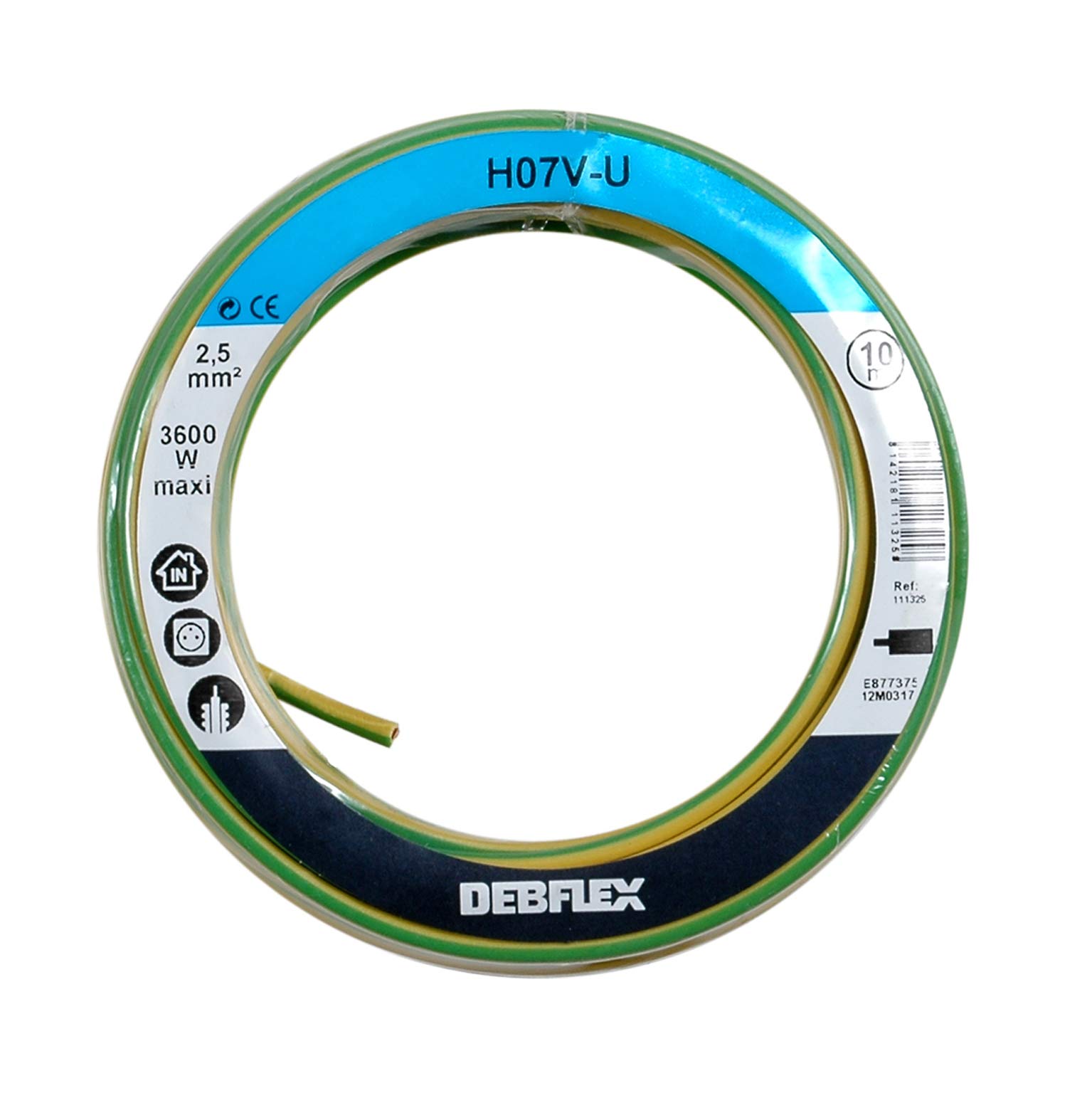 Debflex HO7V-U 2,5 111325 Cable Reel - 10 m - Yellow/Green