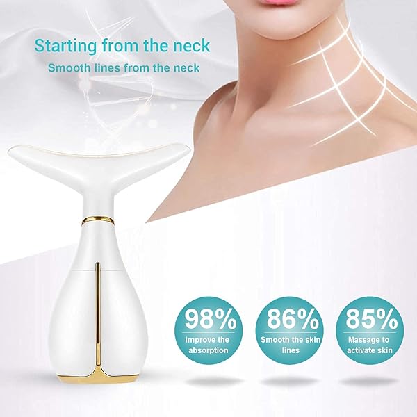 MS.W 3-IN-1 BEAUTY MASSAGER FOR FACE AND NECK, FACIAL MASSAGER WITH HEAT, VIBRATION AND LED, ELECTRIC FACE MASSAGER FOR SKIN IMPROVE, SMOOTH, FIRM