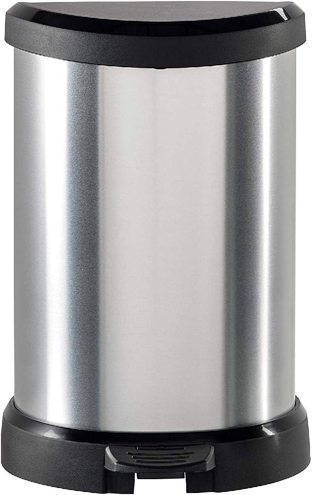 Curver Metal Effect Waste Food Bin, Silver, 20 Litre, metallic, 27x31x45 cm