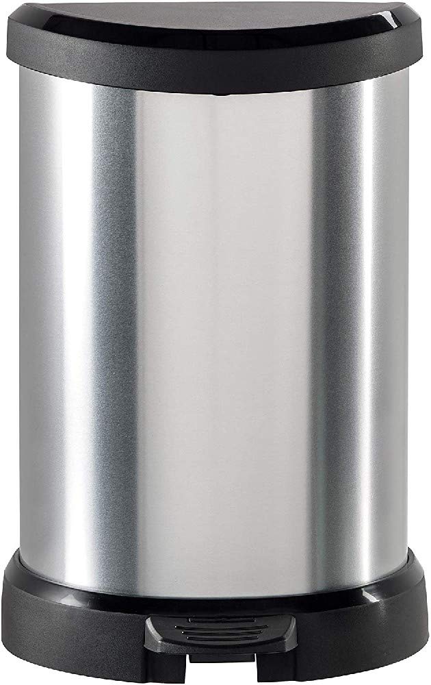Curver Metal Effect Waste Food Bin, Silver, 20 Litre