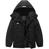 IDTALHZY Kid's Ski Jacket Waterproof Winter Coat Boy's and Girl's Fleece Snowboarding Jackets with Detachable Hood