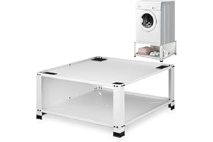 Trycooling Laundry Pedestal Washer and Dryer Pedestals 28.6" Universal Fit Washer and Dryer Stand Mini Fridge Stand with Storage Shelf Drain Pan 13.5" Height (Metal White)