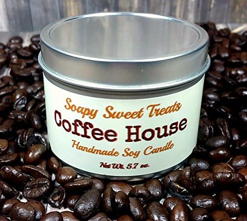 COFFEE HOUSE Crackling Wood Wick Soy Candle 5.5 oz. Tin Container