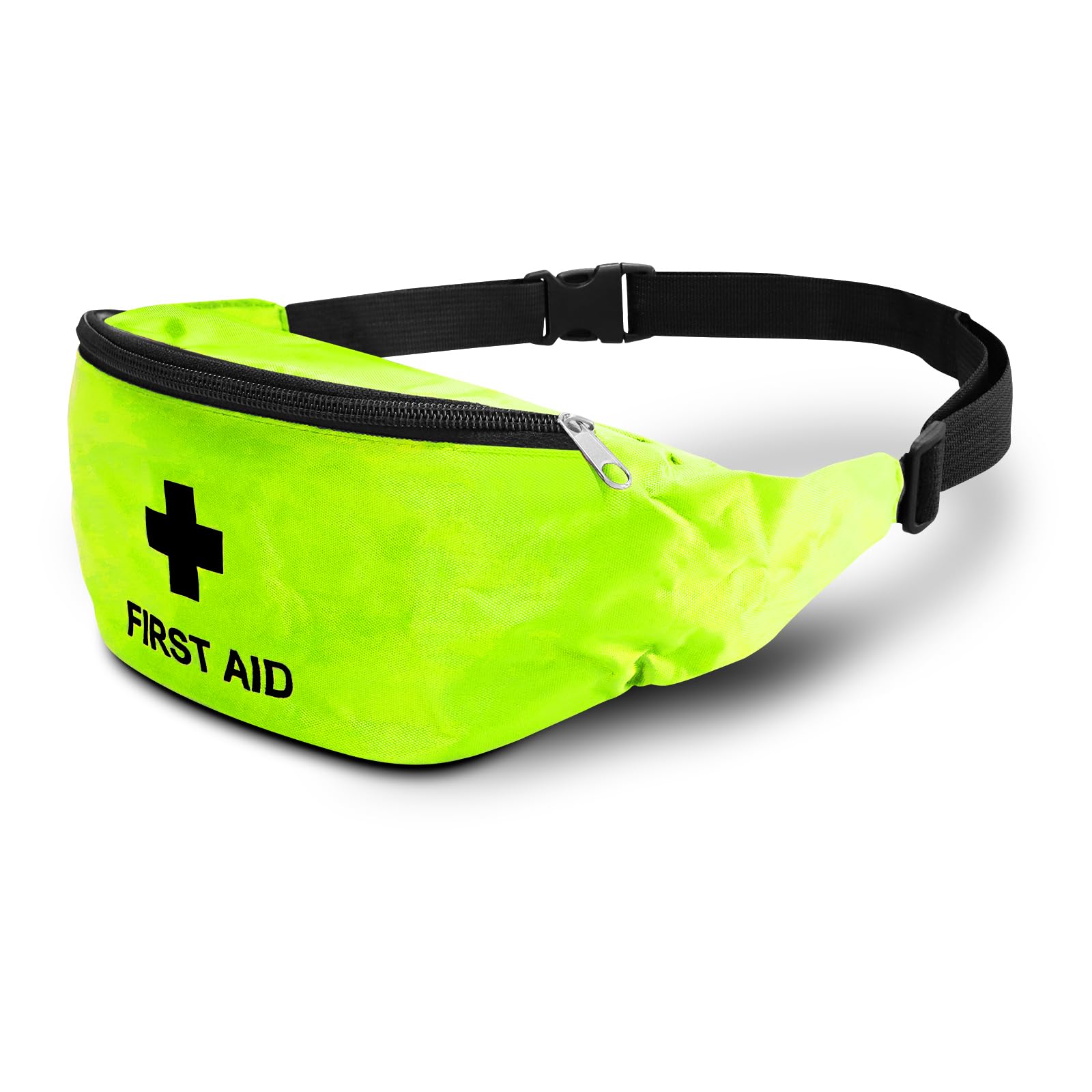 RE-GEN Empty First Aid Bum Bag Waist Pouch | Hi-Vis Fluorescent Yellow | Ideal for Schools, Home, Office & Travel | Strong Adjustable Belt & Buckle | Wide Access Zipper