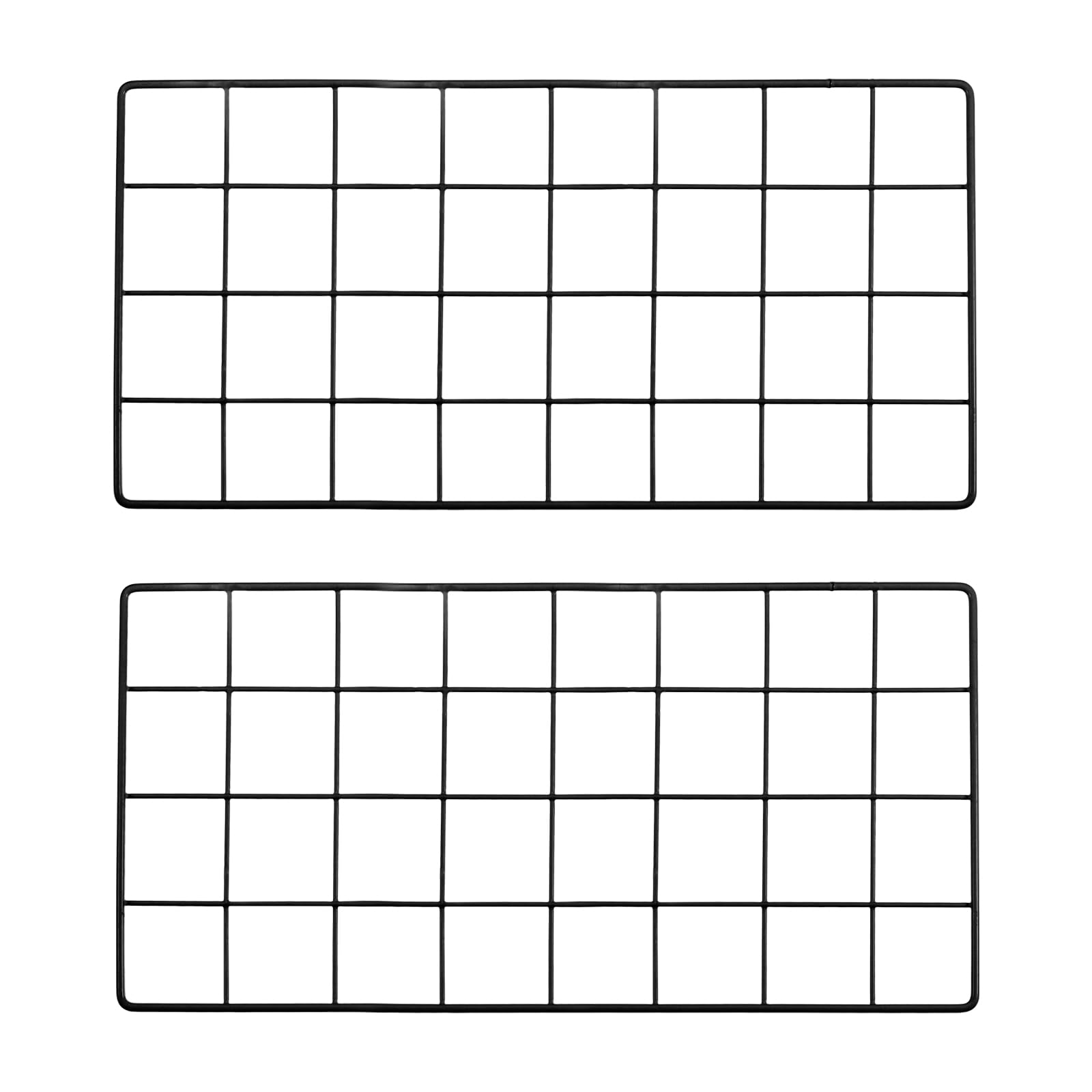 PATIKIL 16x8 Inch Wall Grid Panel, 2 Pcs Metal Wire Photo Wall Decorative Grid for Photo Display Hanging Picture Memo Home Decorations, Black