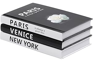 FERAHI Decorative Books for Home Decor, 3 Pcs Coffee Table Books Decor, Faux Books for Decoration, Decor Books, Fashion Books Decor, Designer Books Decor Set for Living Room, Table, Shelf Decor(WHITE)