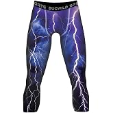 Bucwild Sports Compression Pants 3/4 - Tights, Leggings for Sports | 80% Polyester, 10% Spandex, 4-Way Stretch, Moisture Wicking, Youth &amp; Adult Athletes, Basketball Football Soccer Running
