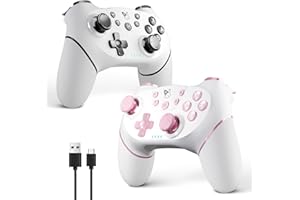 AceGamer 2 pack Wireless Controller for Nintendo Switch/Lite/OLED/Switch 2, Dual Vibration/Turbo/Ergonomic ! (White and Pink)