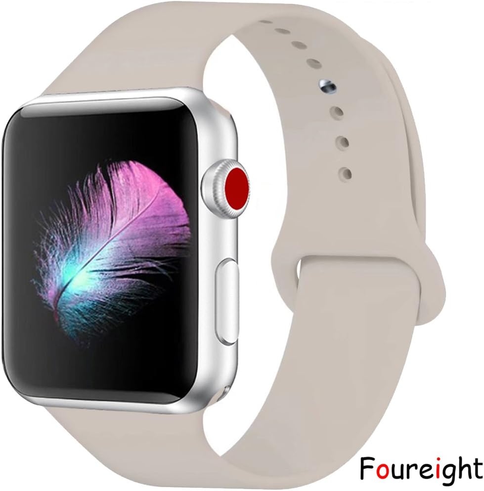 Foureight for Watch Band, Foureight Durable Soft Silicone for Watch Strap Replacement Sport Band for Watch Band Series 4 Series 3 Series 2 Series 1 Sport, Edition (Stone Gray, 40mm(38mm) S/M)