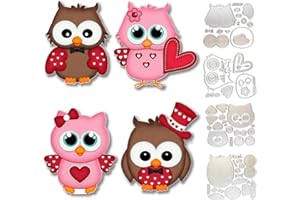 MYLbeter 4 Sets Valentine's Day Cutting Dies for Scrapbooking Cute Owl Lovers Die Cuts Heart Stencils Template Dies for Card Making Embossing Paper Craft DIY Card Decoration