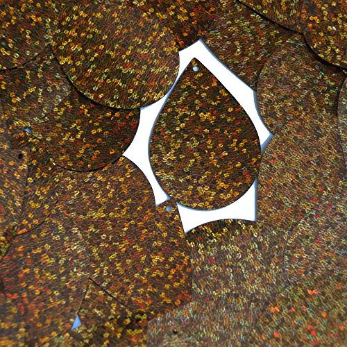 Sequin Tear Drop 1.5 inch Brown Metallic Glitter Multi Reflective Hologram Couture Paillettes. Made in USA. For embroidery, costume, embellishment