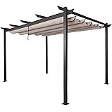 Amazon Com Hanover Reed Aluminum And Steel Pergola With Adjustable Sling Canopy Gray D X 9 8 W X 7 6 H Reedperg Gry Outdoor Furniture White Garden Outdoor
