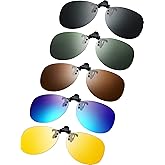 Konohan 5 Pairs Clip on Sunglasses for Men Polarized Flip up Sunglasses Night Driving Clip on Glasses for Men