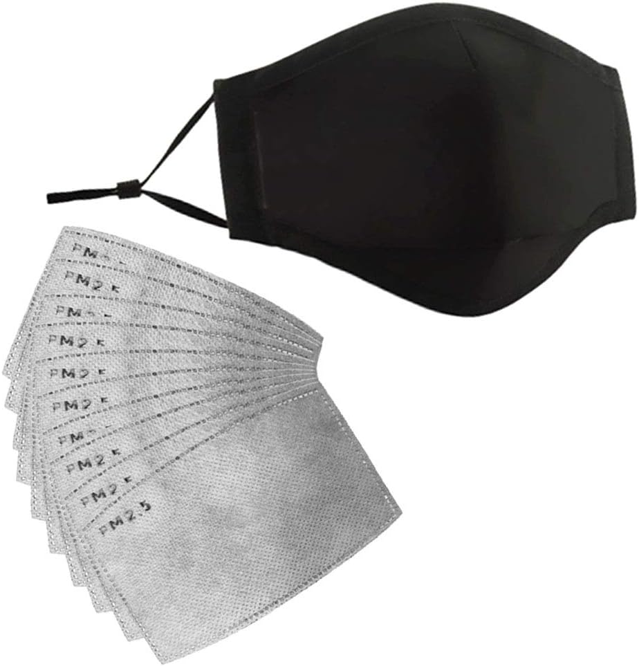 4 Layer Activated Carbon Filter Insert - Wash Reusable Mask,Great for Personal Health (1 mask +10 Filters)