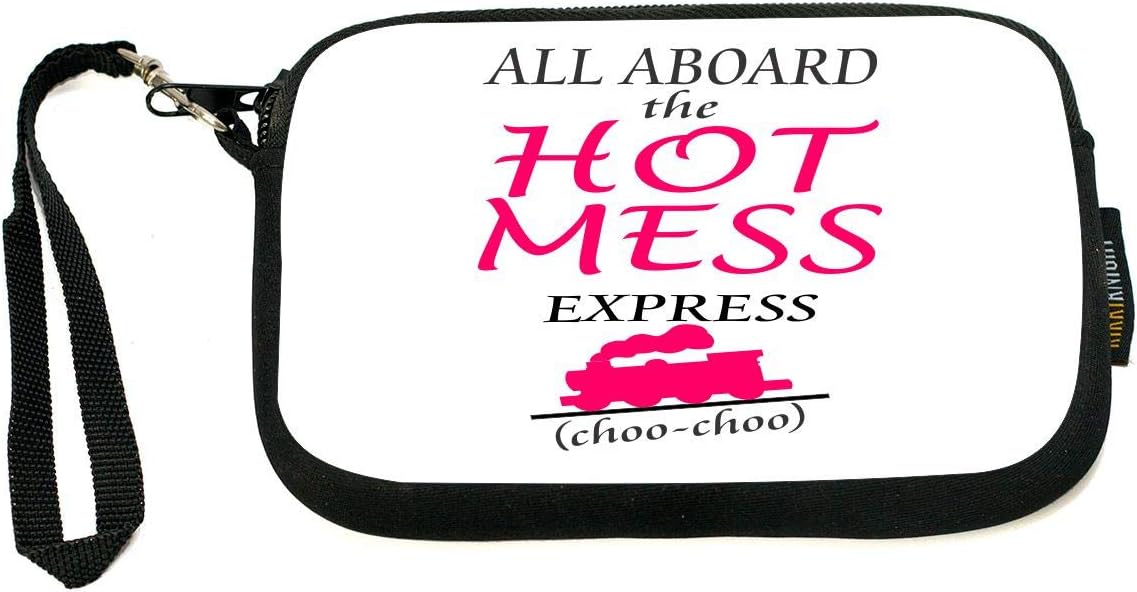UKBK All Aboard the Hot Mess Express - Choo Choo Humor Clutch Wristlet with Safety Closure