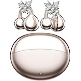Clip On Wireless Earbuds for Women, 60H Battery, Ultra Lightweight Open Ear Design, IPX5 Waterproof, Bluetooth 6.0, with Detachable Crystal Butterfly Earrings for Gifts, Sports & Workouts (Rose Gold)
