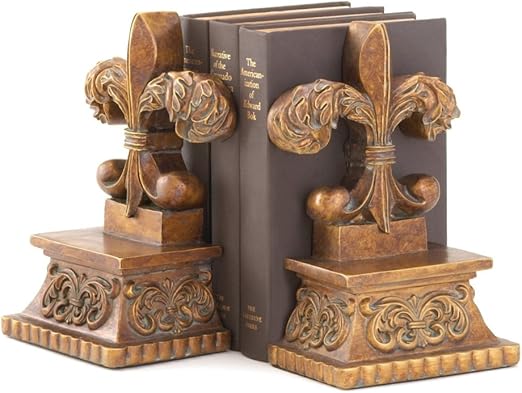 Amazon Com Gifts Decor Fleur De Lis Bookends Brown Home Kitchen