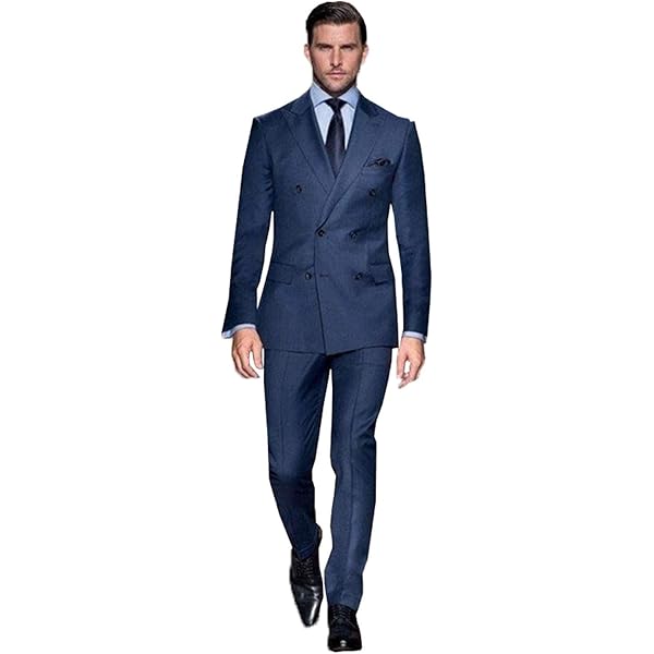 ジャケット・アウター Kenichi. double breasted suit jacket QZI Men's Slim Fit Lapel 2 Piece Double Breasted Suit Blue