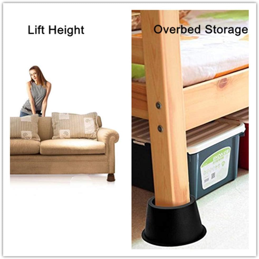 Round 4 Inch Bed Risers Lifts Height of 4 inch Heavy Duty Set of 4 Pack Table Risers Furniture Risers Great Under Bed Storage Black: Home Improvement