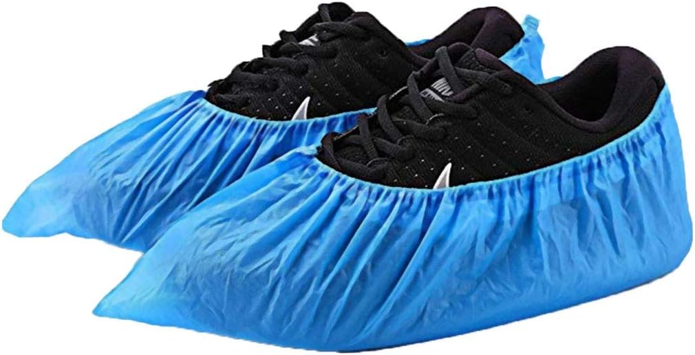 100 Pack (50 Pairs) Disposable Boot & Shoe Covers Non Slip, Waterproof Silica Gel Resistant Hygienic,Professional Grade,Recyclable,Indoors Outdoors Use,Durable Interwoven Booties Blue