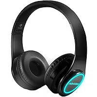 Adcom Luminosa - Wireless Bluetooth Over-Ear Stereo Headphone with Minimalist LED Lights, 15 Hours Battery Life, Passive Noise Cancellation, Built in Mic, and Equalizer Function (Black)