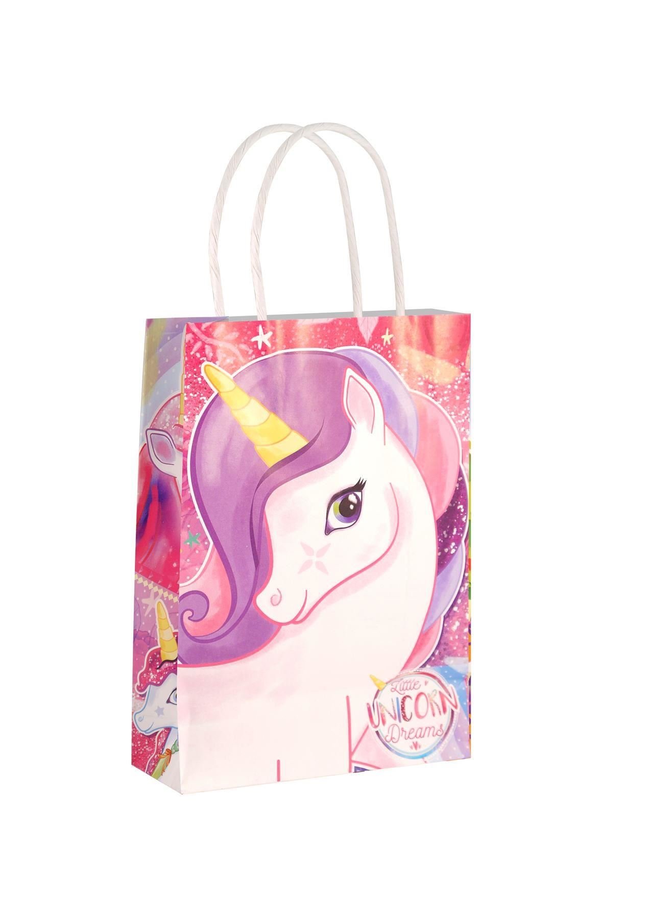 HENBRANDT 6 x Bags Unicorn with Handles Kids Girls Party Bag Fillers