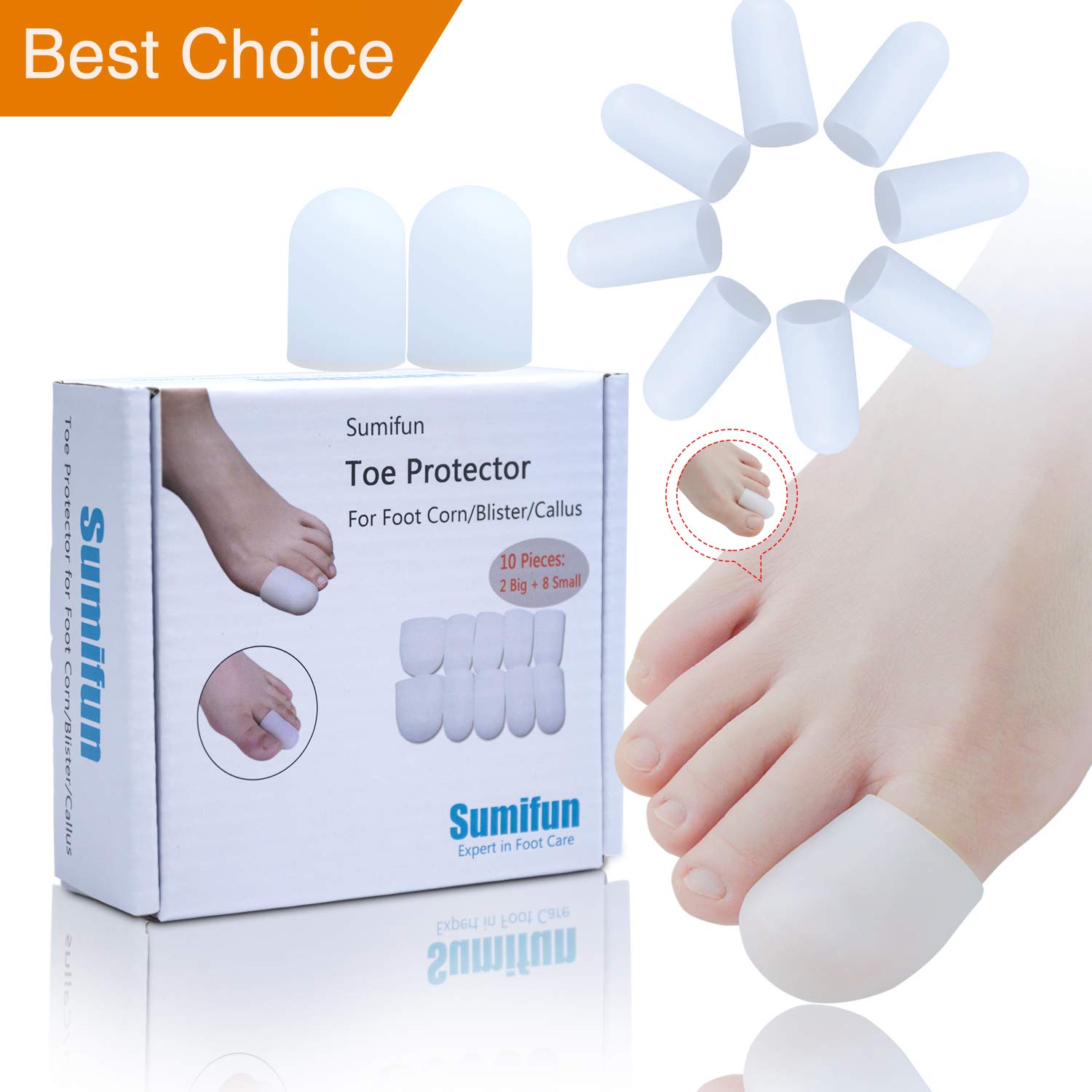 Sumifun Toe Caps Sleeves For Hammer Toes Gel Finger And Tubes