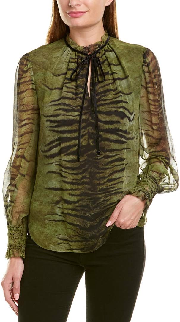 Elie Tahari Womens Animal Print Silk Pullover Top