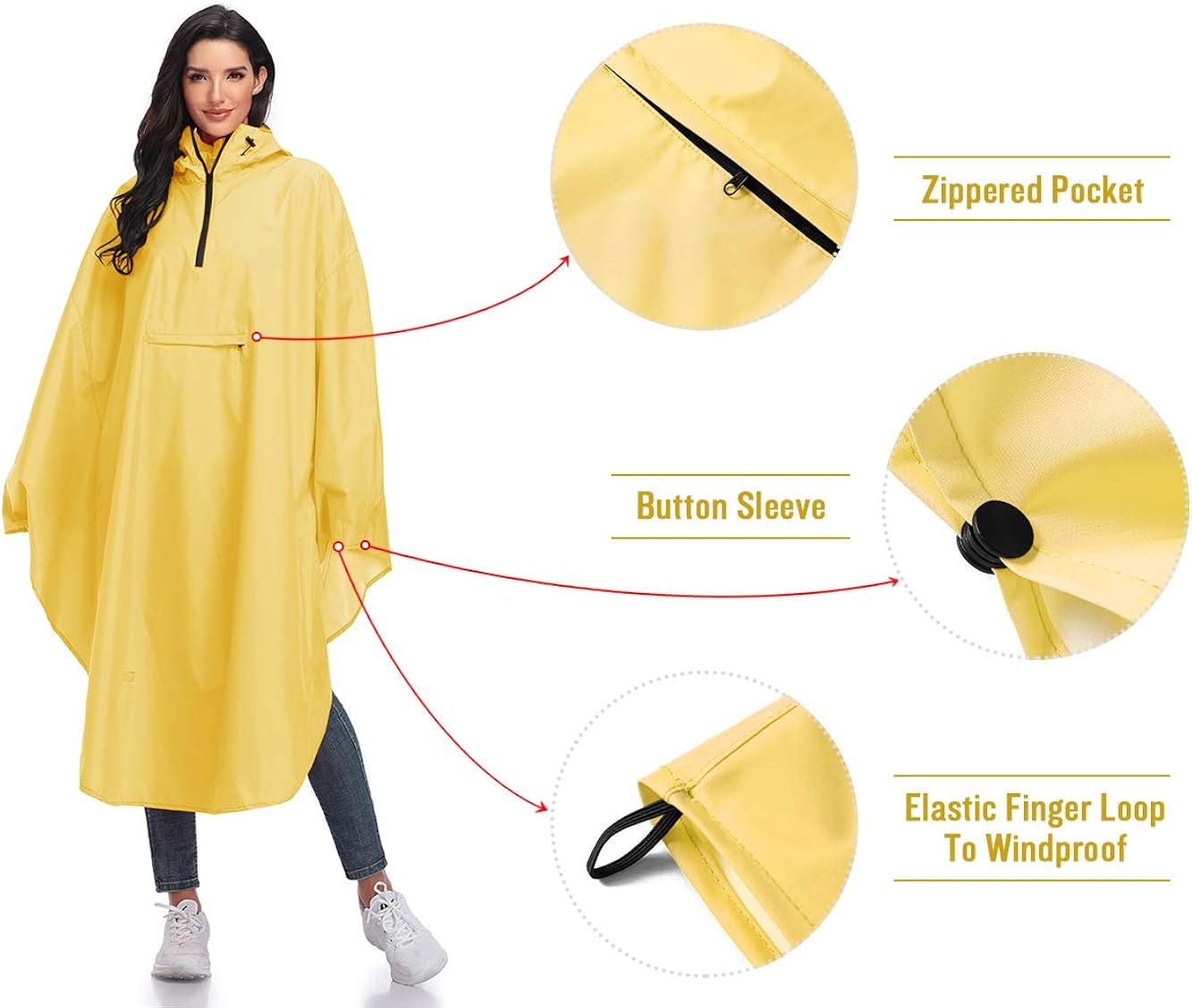 Resuable Bike Bicycle Camping Rain Capes with Reflective (Yellow): Clothing