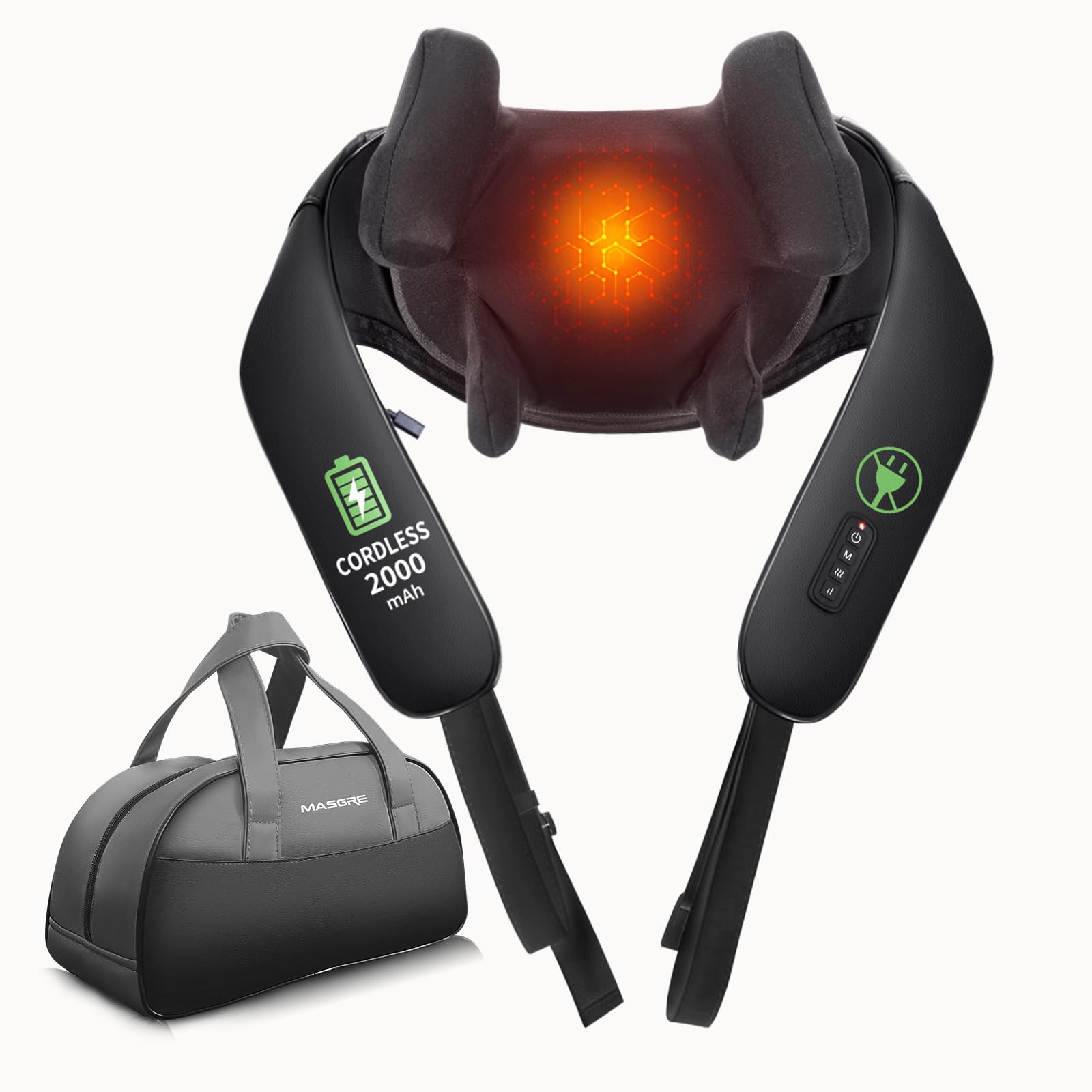 Photo 1 of Cordless Neck Massager with Heat, Shiatsu Neck and Back Massager for Pain Relief Deep Tissue, Electric 3D Kneading Massage Pillow for Shoulder, Leg, Body Muscle Pain Relief, Home, Office, and Car Use