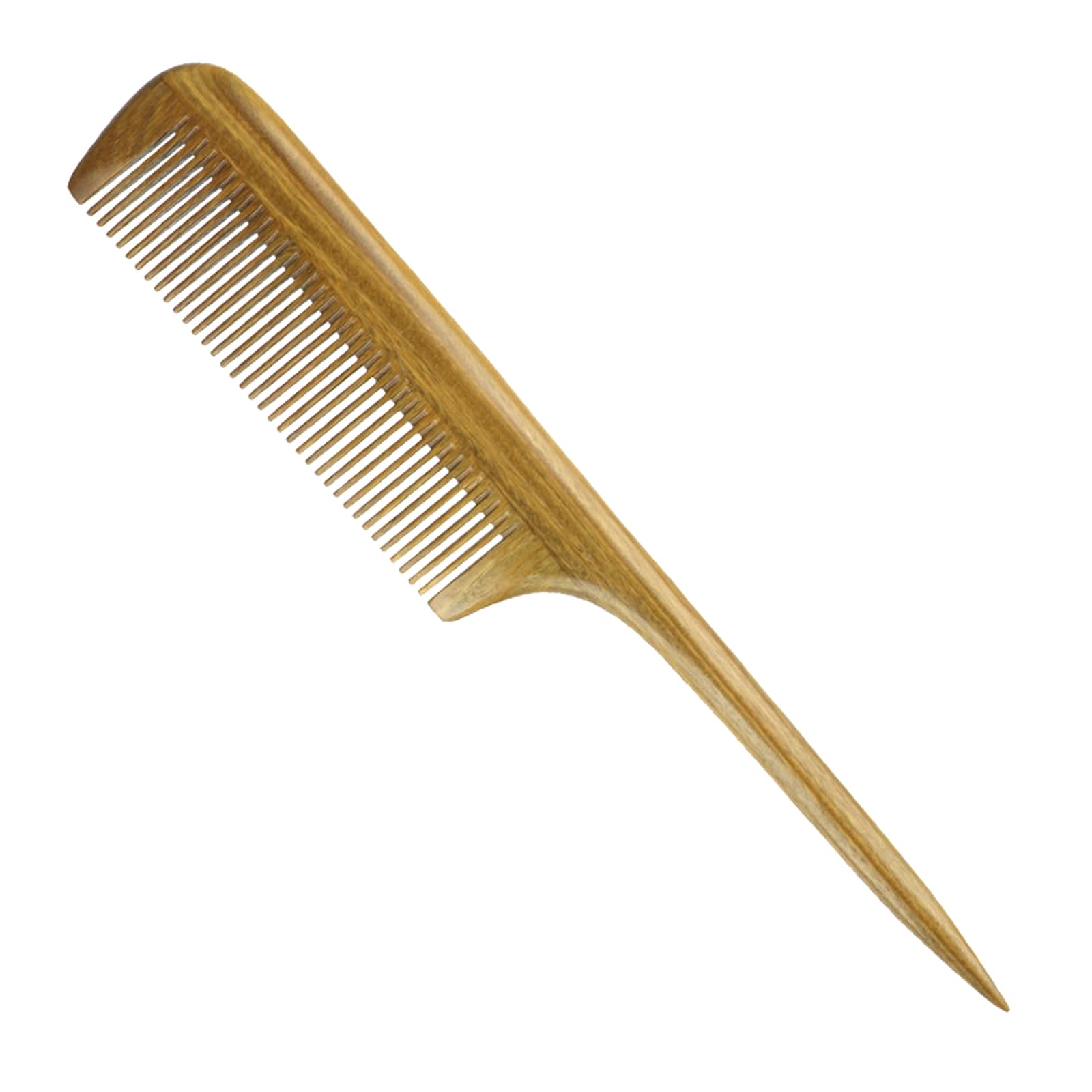EQLEF Tail Comb, Wooden Comb Green Sandalwood Anti-static Fine Teeth Hair Comb Long Handle for Women, 21*5cm