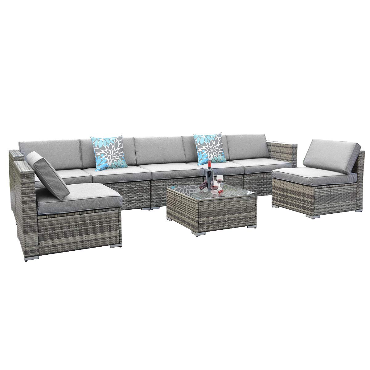 Yita Home 8 Piece Outdoor Patio Furniture Sets Garden Conversation Wicker Sofa Set And Patio Sectional Furniture Sofa Set With Coffee Table And Cushion For Lawn Backyard And Poolside Amazon In Garden