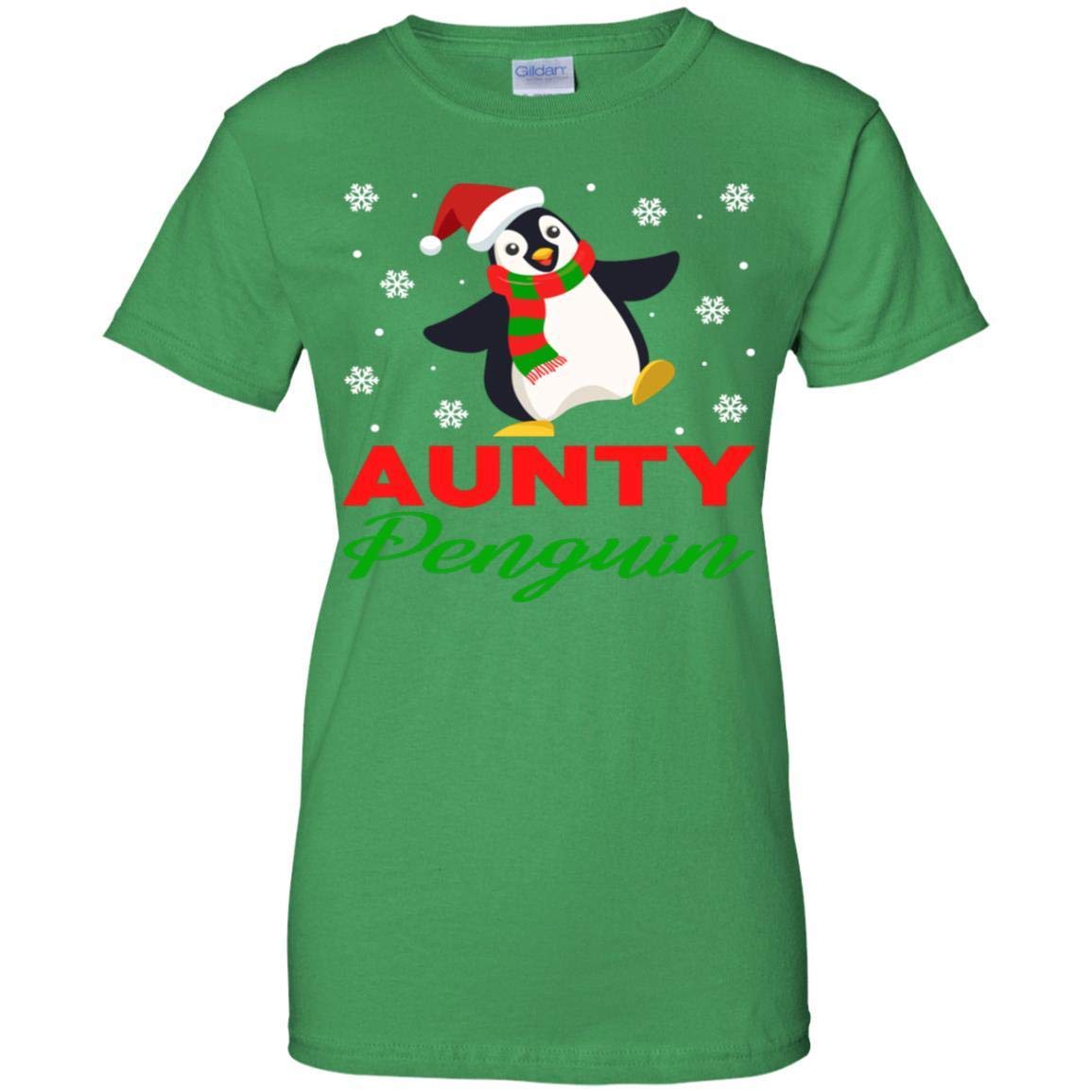 Family Gift Tee Store Cute Penguin Santa Dancing Around Snow Aunty Penguin T Shirt