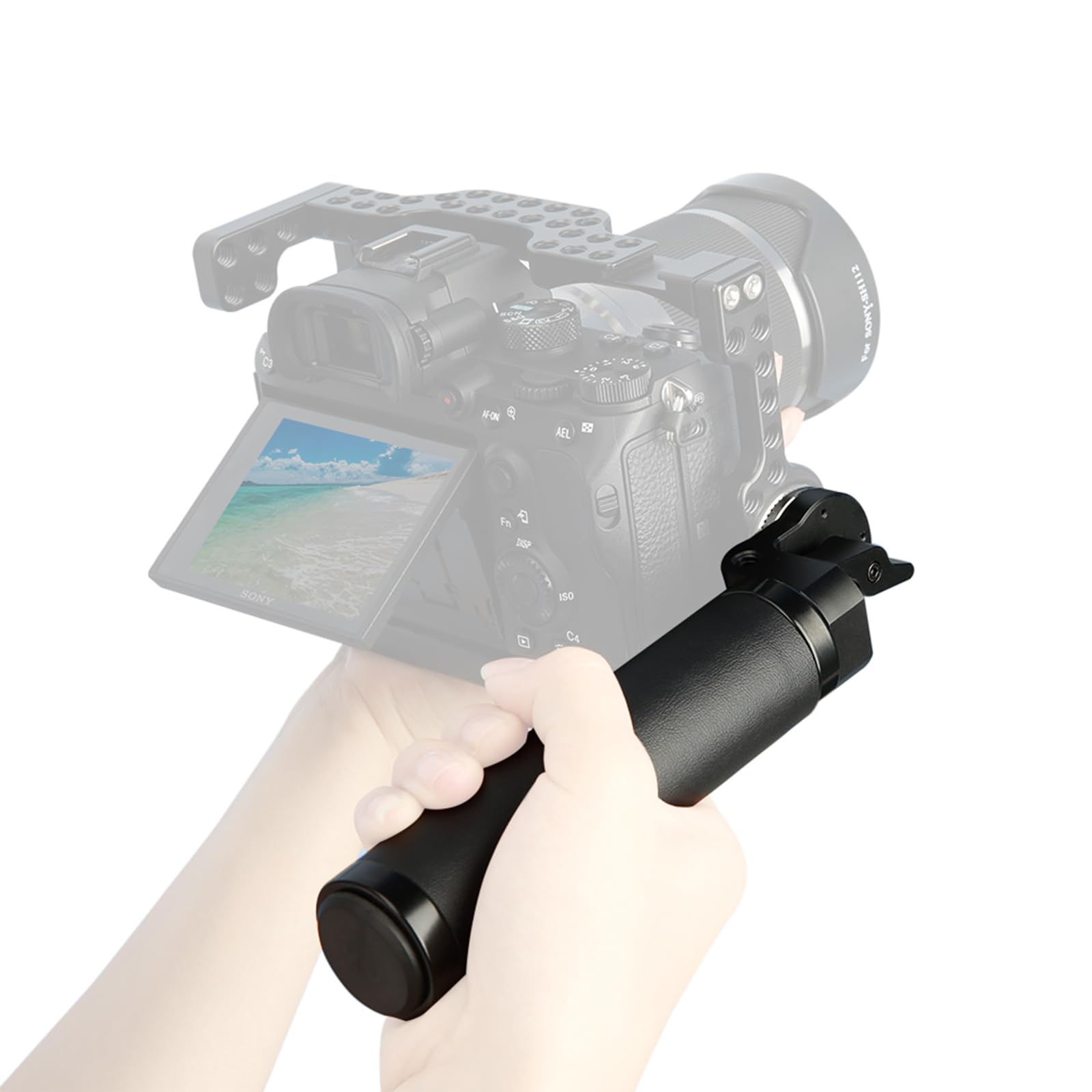 NICEYRIG Rosette Handle Leather Grip with ARRI Standard Rosette Mount Adapter(M6 Thread, 31.8mm) for 15mm Camera Shoulder Rig Rod Support System