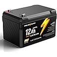 GOLDENMATE 12V 12Ah LiFePO4 Lithium Battery, 5000+ Deep Cycles, IP67 Waterproof Lithium Iron Phosphate Battery, Built-in BMS, Ideal for Power Wheels, Solar, Marine, Fish Finder, Ride-on Toy, Camping