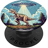Alien Lover Flying Saucer UFO Abduction Dinosaur PopSockets Adhesive PopGrip