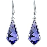 PYTALI Amethyst Rhombus Earring for Women 925 Sterling Silver Purple Long Dangle Drop Earrings for Women Amethyst Drop Earring Christmas Party