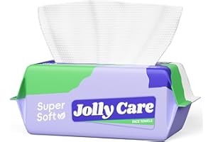 Jolly Care Face Towels Disposable, Face Towelette Disposable, Soft Disposable Face Towel for Makeup Remover, Thick Face Cloths for Women Cleansing, Skin Care, 7.8"×7.8", 80 Count (1 Pack)