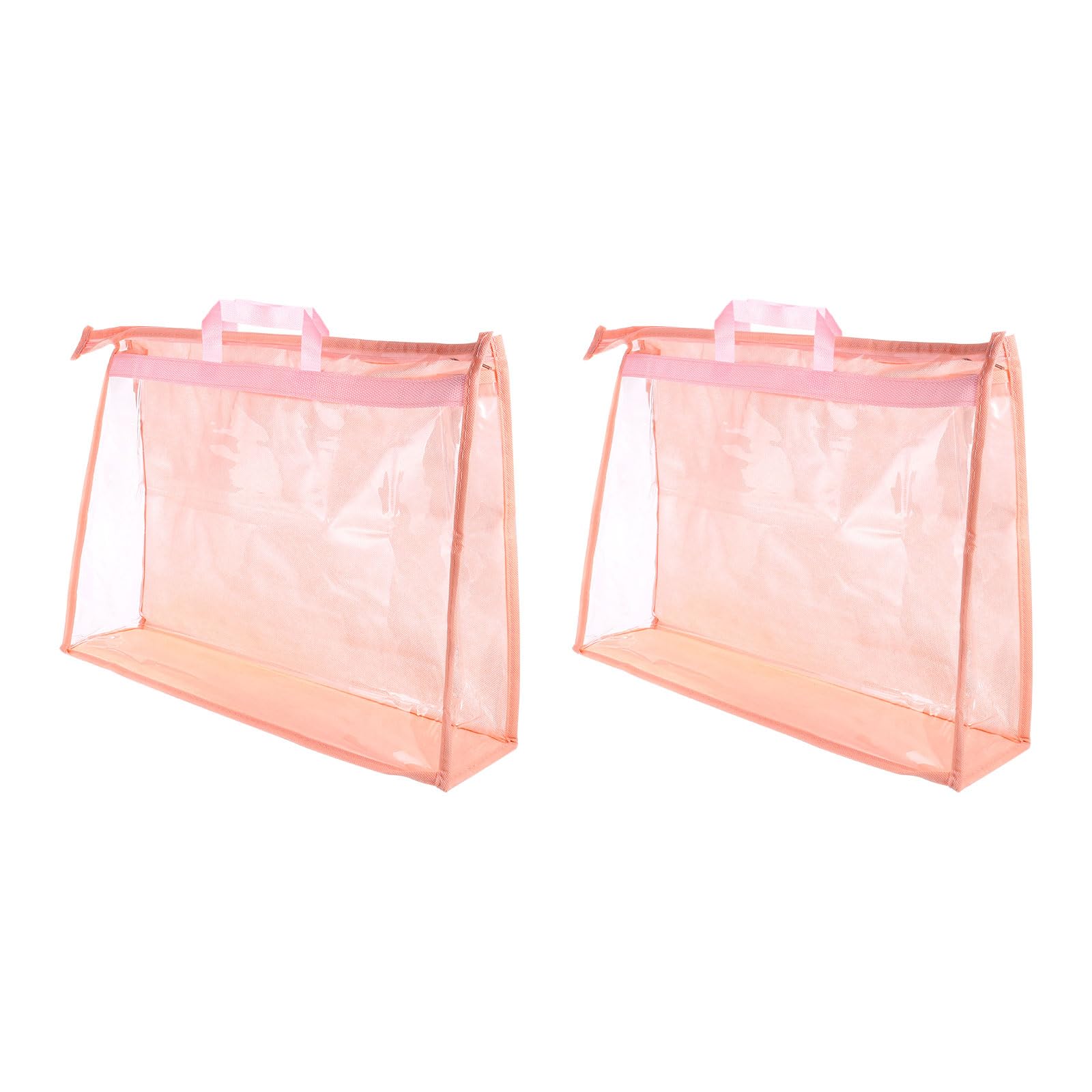 PATIKIL Handbag Dust Bags, 2 Pack Clear Purse Storage Organizer XXL Size PVC Dustproof Handbag Cover Transparent Purse Protector for Closet Rack Wardrobe, Pink