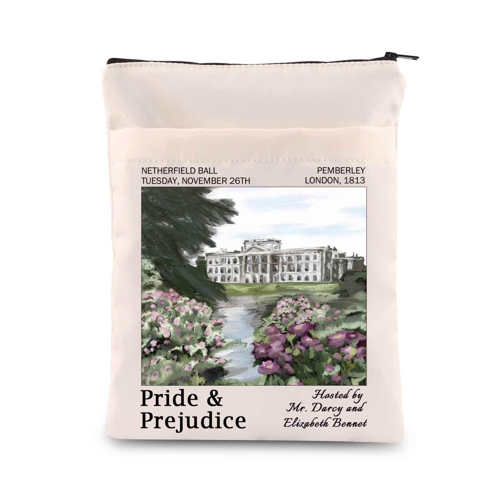Pride & Prejudice Book Sleeve - Novelist Bookworm Gift with Zipper - Book Club Gift (Tuesday BM)