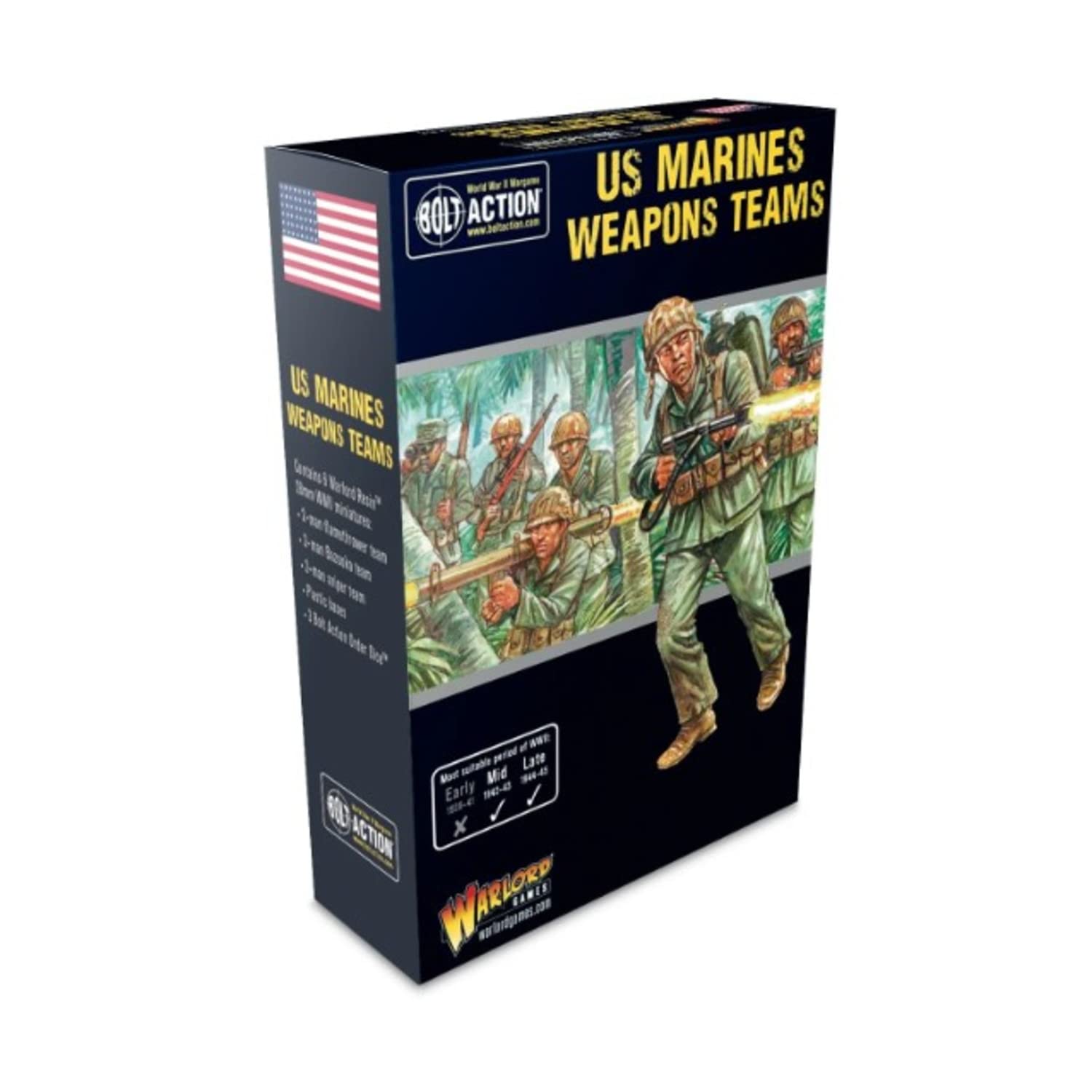 Warlord Games US Marine Weapons Teams - 28mm Scale Miniatures for Bolt Action Highly Detailed World War 2 Miniatures for Table-top Wargaming