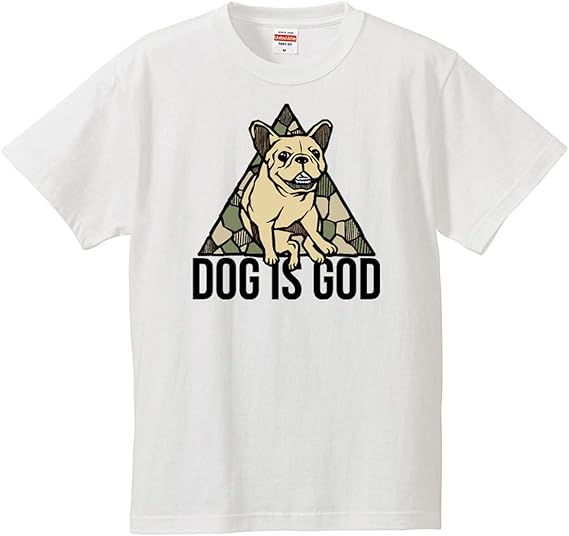 Amazon 南堀江のおもしろtシャツ Dog Is God フレンチブルドッグ フレブル デザイン おもしろ半袖tシャツ ホワイト Tシャツ カットソー 通販