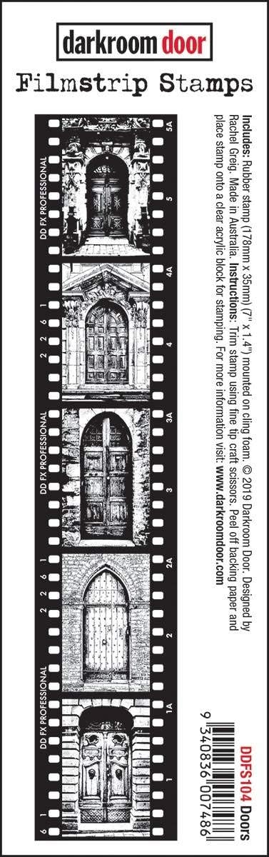 Darkroom Door Filmstrip Cling Stamp 1.4"X7"-Doors, Red