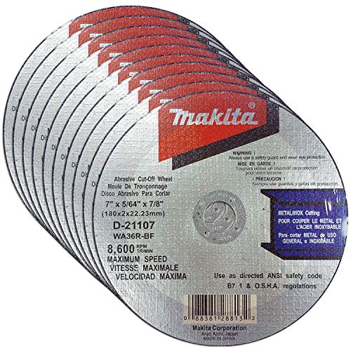 Makita 10 Pack - 7 Inch Cut Off Wheel For 7" Grinders - Aggressive Grinding For Metal & Stainless