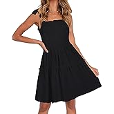 ZESICA Women's 2026 Summer Spaghetti Strap Sleeveless Square Neck Ruffle A Line Swing Mini Dress