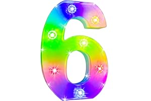 GLINTEE Decorative Led Light Up Number, Light Up Number Sign for Night Light Wedding Birthday Party Christmas Home Bar Decoration Number-(Number 6)