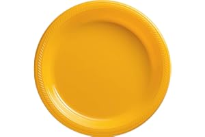 Amscan 630730.09 Disposable Yellow Sunshine Big Party Pack Plastic Plates Party Supply, 50 Count, Yellow, 7"