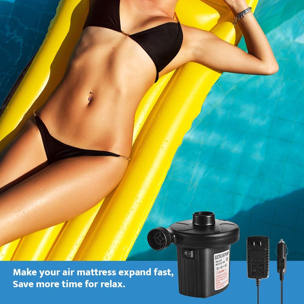 Electric Air Pump Quick-Fill Air Pump for Inflatable Couch,Airbeds,Swimming Ring,Inflatable Pool,2 in 1 Portable Air Mattress Pump,Powerful Electric Inflator Air Pump with 3 Nozzles 110-240V AC/DC: Home & Kitchen
