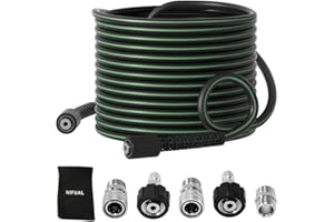 YETIANICAL Flexible Pressure Washer Hose 1/4'', Kink Resistant 3600 PSI Power Washer Hose Extension Replacement Hose with M22 14mm Fittings & 3/8'' Quick Connect Kit For Gas Electric Pressure Washer(100FT）