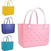 Mangoxel Large Rubber Beach Bag, Waterproof Travel Tote bag for Women Outdoor Beach Tote Washable Big Bag Open Handbag